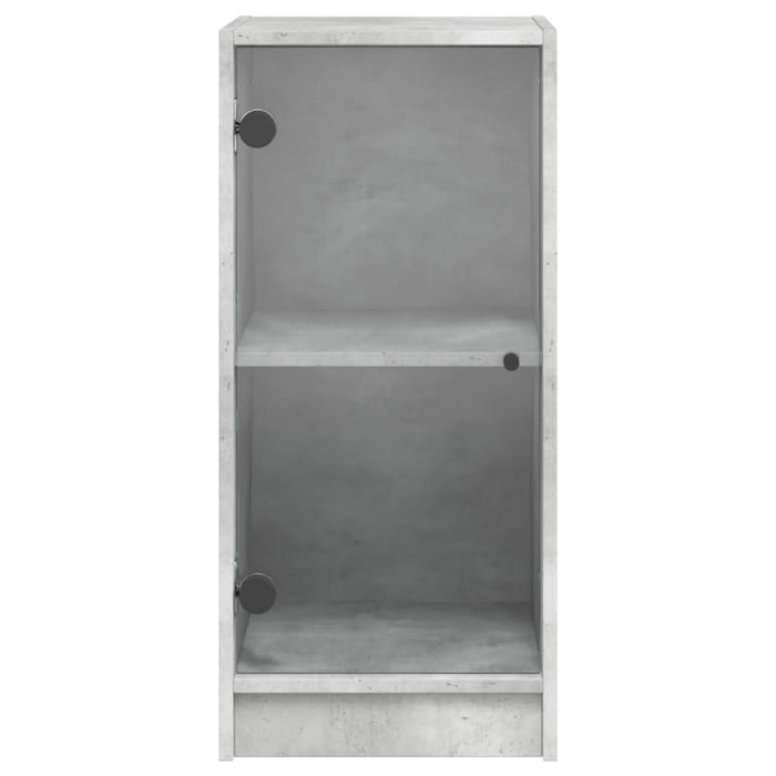 Dulap lateral cu uși din sticlă, gri beton, 35x37x75,5 cm - WALTI WALTI