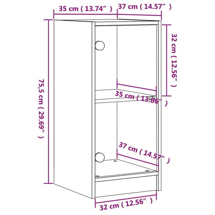 Dulap lateral cu uși din sticlă, stejar fumuriu, 35x37x75,5 cm - WALTI WALTI