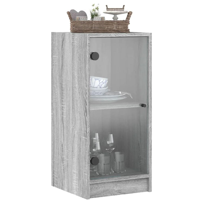Dulap lateral cu uși din sticlă, gri sonoma, 35x37x75,5 cm - WALTI WALTI