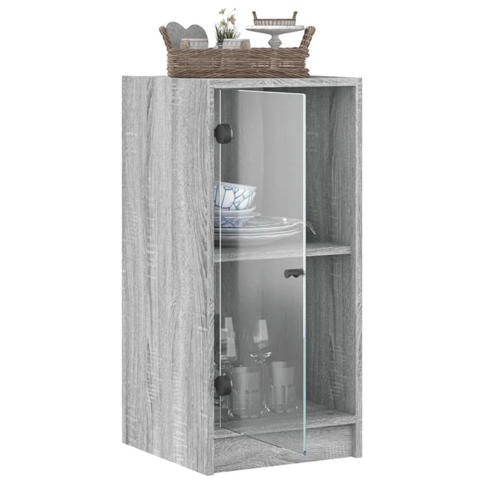 Dulap lateral cu uși din sticlă, gri sonoma, 35x37x75,5 cm - WALTI WALTI