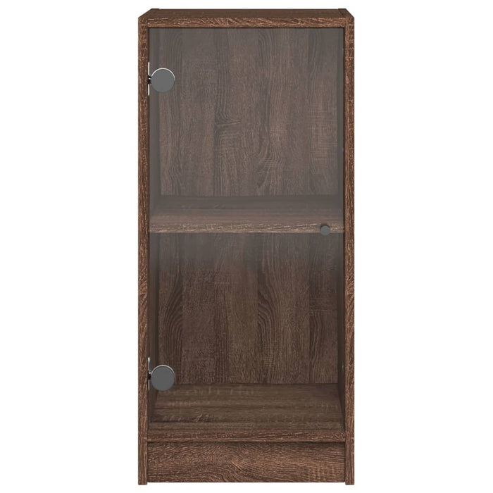 Dulap lateral cu uși din sticlă, stejar maro, 35x37x75,5 cm WALTI