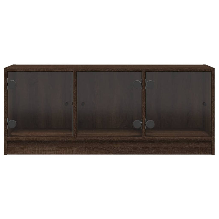 Comodă TV cu uși din sticlă, stejar maro, 102x37x42 cm WALTI