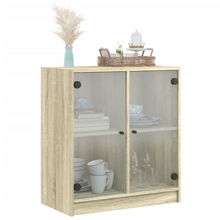Dulap lateral cu uși din sticlă, stejar sonoma, 68x37x75,5 cm WALTI
