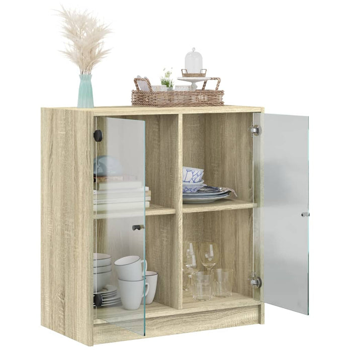 Dulap lateral cu uși din sticlă, stejar sonoma, 68x37x75,5 cm WALTI
