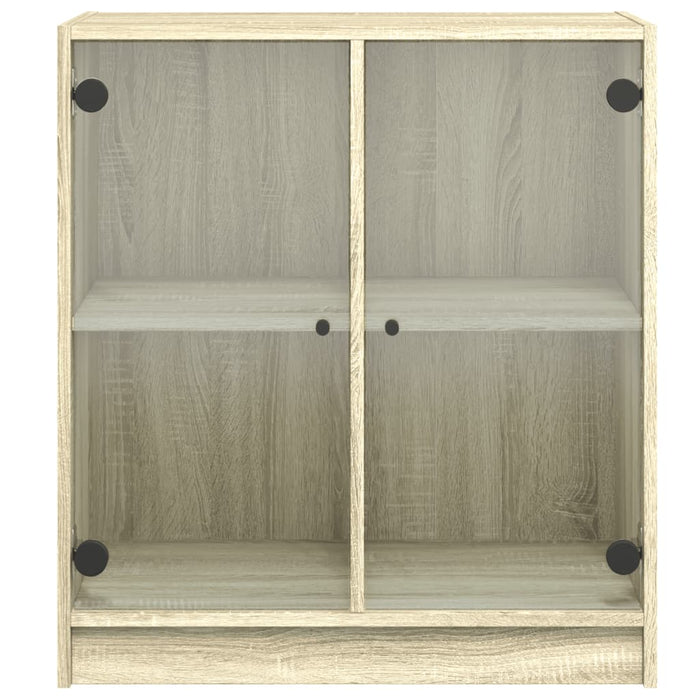 Dulap lateral cu uși din sticlă, stejar sonoma, 68x37x75,5 cm WALTI