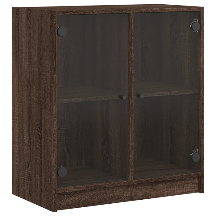 Dulap lateral cu uși din sticlă, stejar maro, 68x37x75,5 cm WALTI