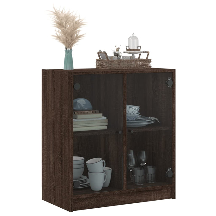 Dulap lateral cu uși din sticlă, stejar maro, 68x37x75,5 cm WALTI