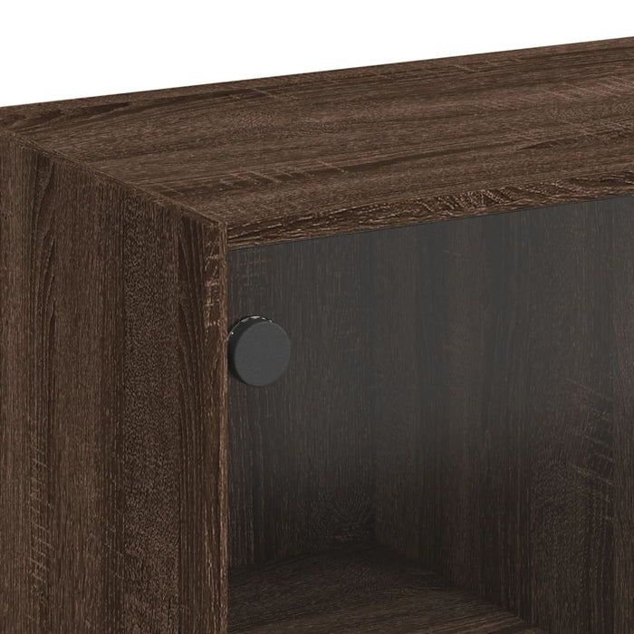 Dulap lateral cu uși din sticlă, stejar maro, 68x37x75,5 cm WALTI