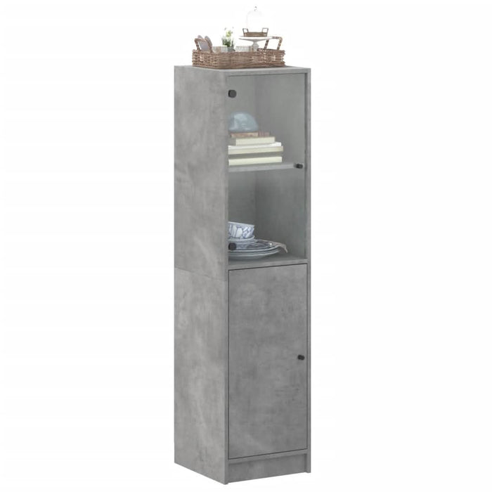Dulap cu ușă din sticlă, gri beton, 35x37x142 cm - WALTI WALTI