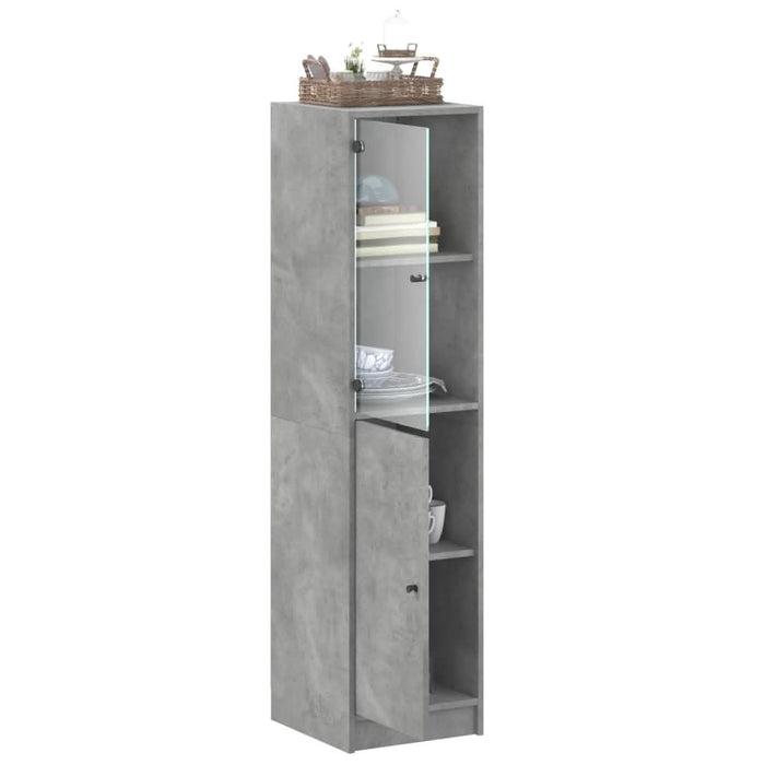 Dulap cu ușă din sticlă, gri beton, 35x37x142 cm - WALTI WALTI