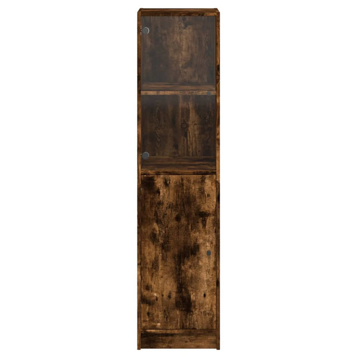 Dulap cu ușă din sticlă, stejar fumuriu, 35x37x142 cm - WALTI WALTI