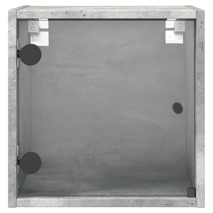 Noptieră cu ușă din sticlă, gri beton, 35x37x35 cm - WALTI WALTI
