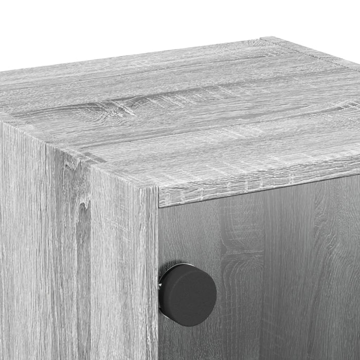 Noptieră cu ușă din sticlă, gri sonoma, 35x37x35 cm - WALTI WALTI