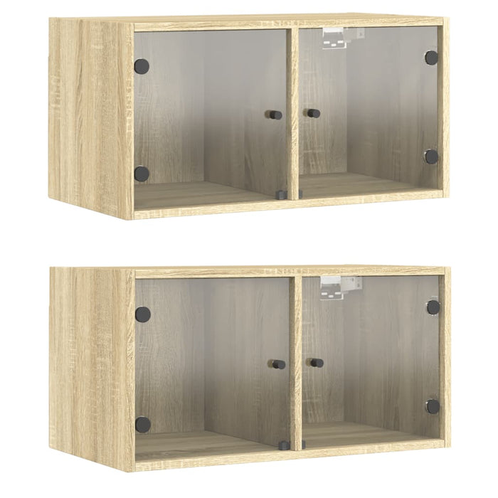 Dulapuri perete uși sticlă 2 buc. stejar sonoma 68,5x37x35 cm - WALTI WALTI