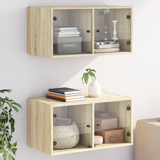 Dulapuri perete uși sticlă 2 buc. stejar sonoma 68,5x37x35 cm - WALTI WALTI