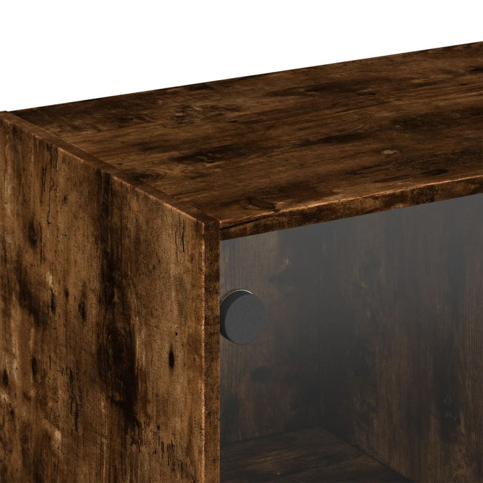 Dulap de perete cu uși din sticlă, stejar fumuriu,102x37x35 cm - WALTI WALTI