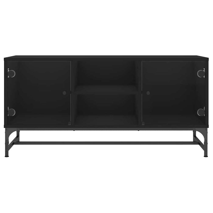 Comodă TV cu uși din sticlă, negru, 102x37x50 cm WALTI