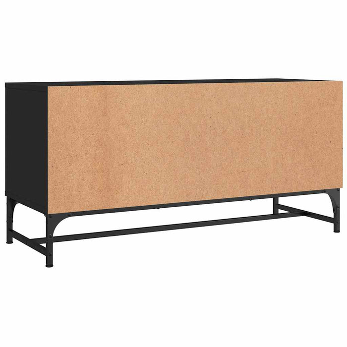 Comodă TV cu uși din sticlă, negru, 102x37x50 cm WALTI