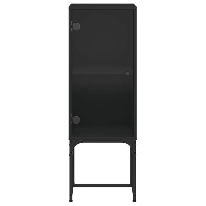 Dulap lateral cu uşă din sticlă, negru, 35x37x100 cm WALTI