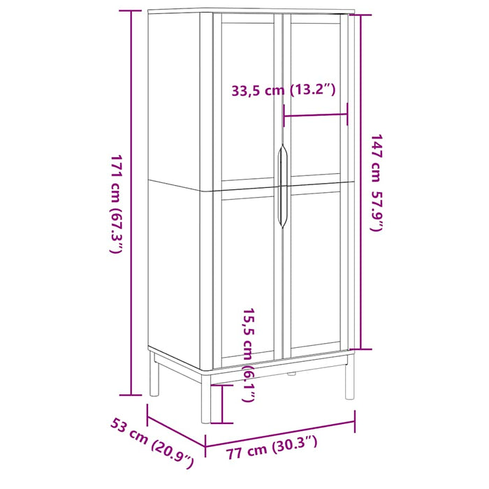 Șifonier "FLORO", maro ceruit, 77x53x171 cm, lemn masiv pin WALTI