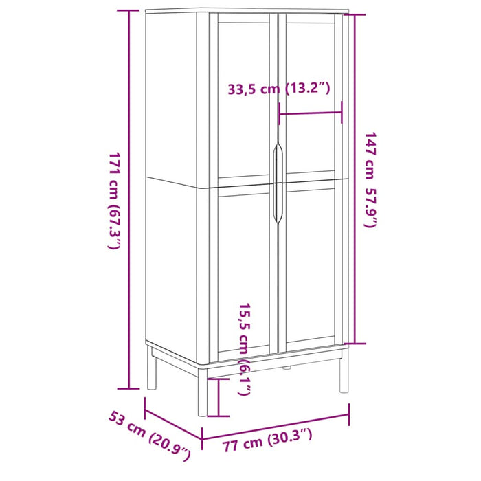 Șifonier "FLORO", alb, 77x53x171 cm, lemn masiv pin - WALTI WALTI