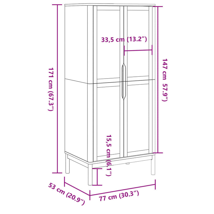 Șifonier "FLORO", gri, 77x53x171 cm, lemn masiv pin - WALTI WALTI