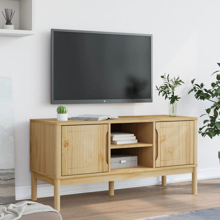 Dulap TV "FLORO", maro ceruit, 114x43x55 cm, lemn masiv de pin - WALTI WALTI