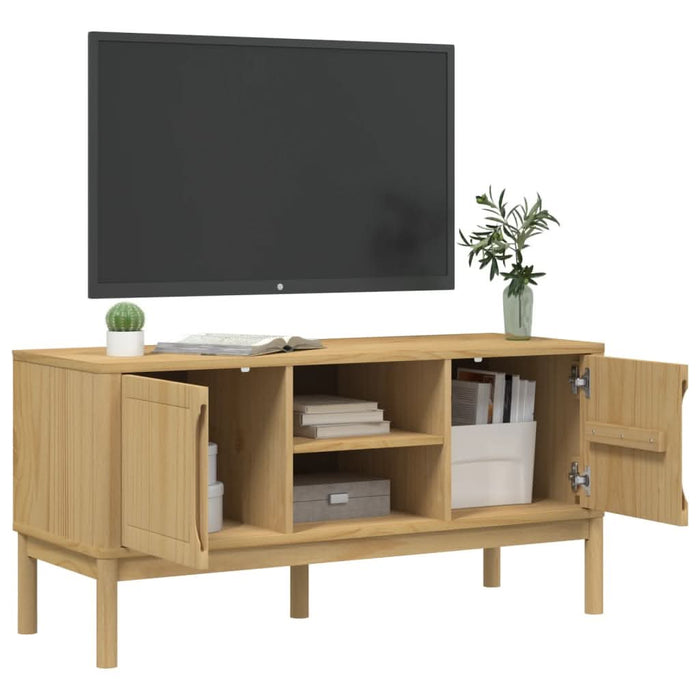 Dulap TV "FLORO", maro ceruit, 114x43x55 cm, lemn masiv de pin - WALTI WALTI