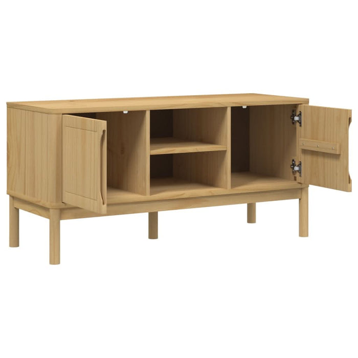 Dulap TV "FLORO", maro ceruit, 114x43x55 cm, lemn masiv de pin - WALTI WALTI