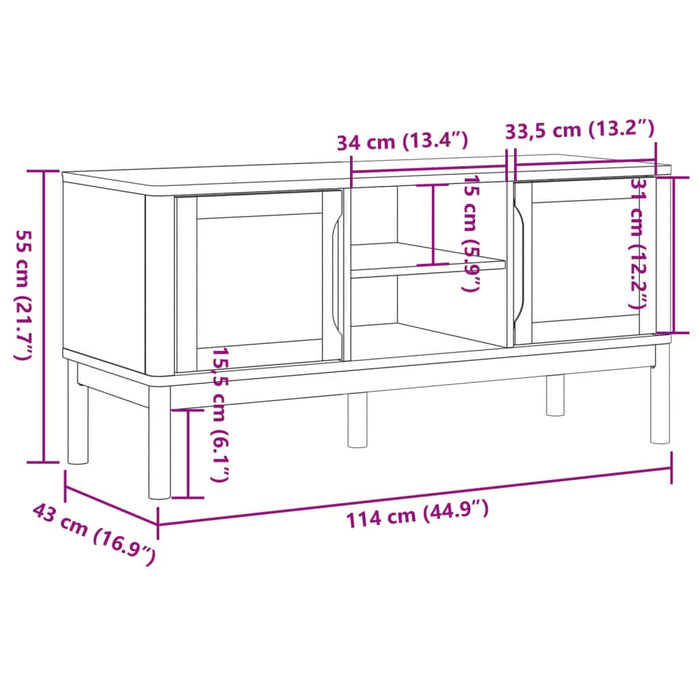 Dulap TV "FLORO", maro ceruit, 114x43x55 cm, lemn masiv de pin - WALTI WALTI