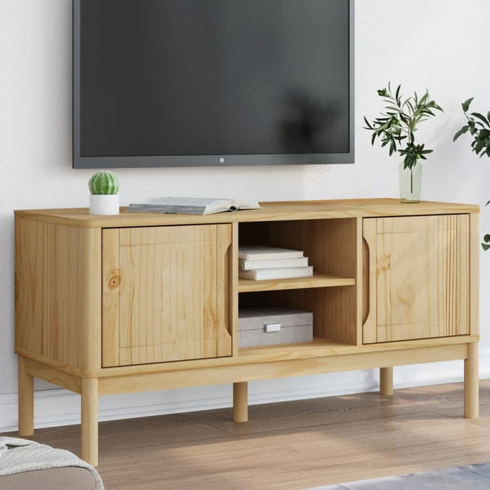 Dulap TV "FLORO", maro ceruit, 114x43x55 cm, lemn masiv de pin - WALTI WALTI