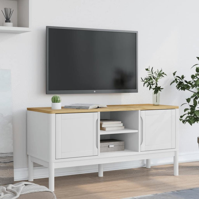 Dulap TV "FLORO", alb, 114x43x55 cm, lemn masiv de pin - WALTI WALTI