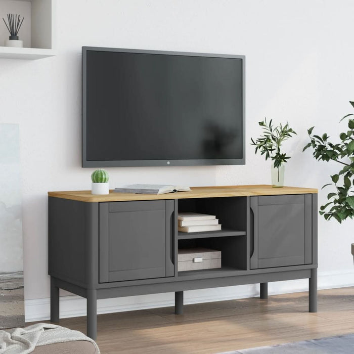 Dulap TV "FLORO", gri, 114x43x55 cm, lemn masiv de pin - WALTI WALTI