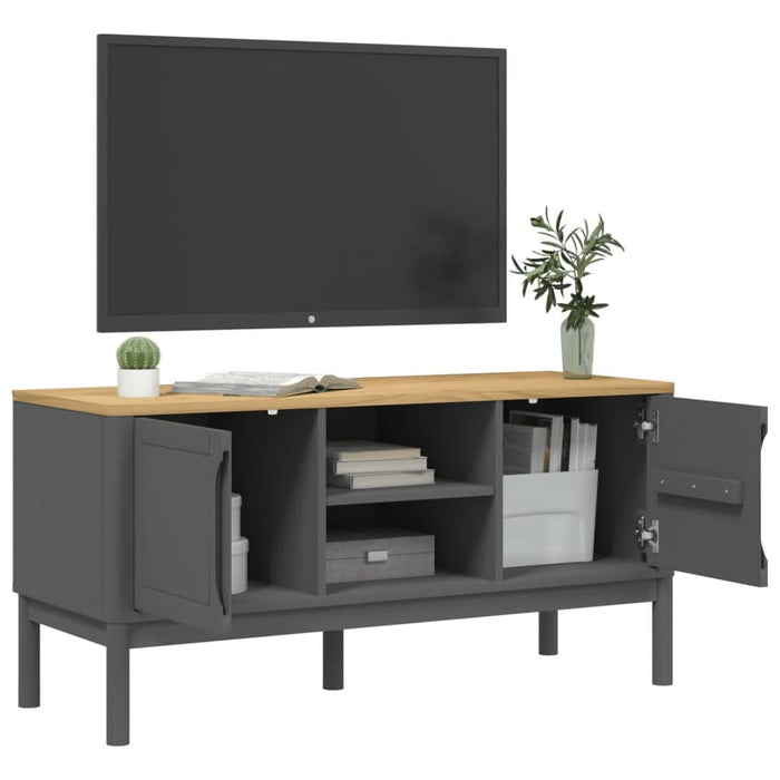 Dulap TV "FLORO", gri, 114x43x55 cm, lemn masiv de pin - WALTI WALTI