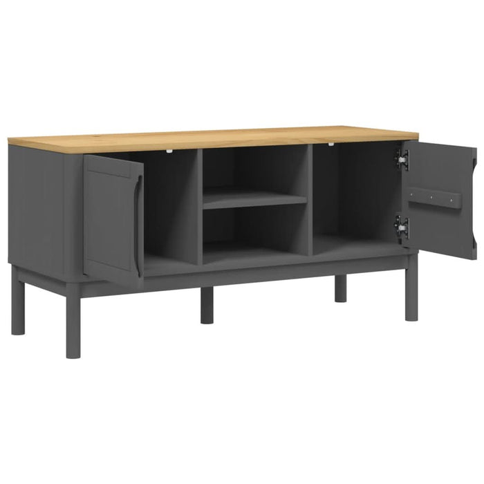 Dulap TV "FLORO", gri, 114x43x55 cm, lemn masiv de pin - WALTI WALTI