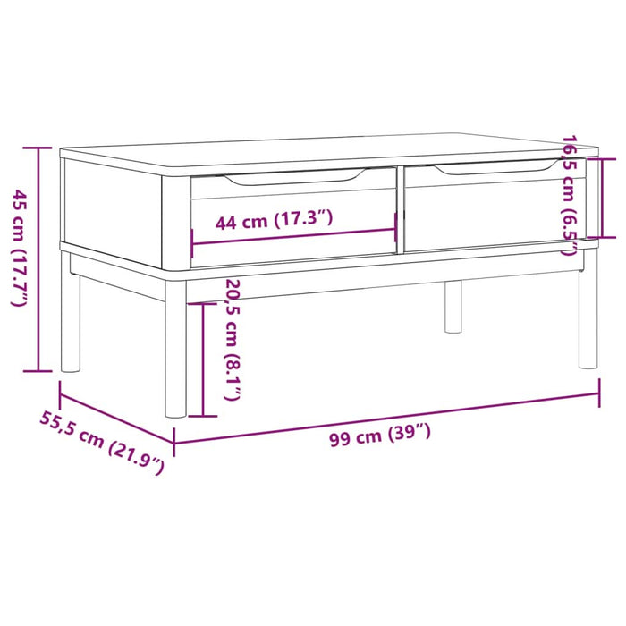 Măsuță cafea "FLORO", maro ceruit 99x55,5x45 cm lemn masiv pin - WALTI WALTI