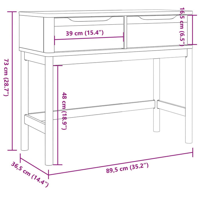 Măsuță consolă FLORO maro ceară 89,5x36,5x73 cm lemn masiv pin - WALTI WALTI