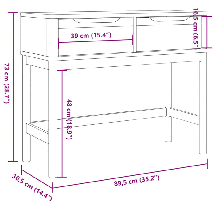 Măsuță consolă FLORO, gri, 89,5x36,5x73 cm, lemn masiv de pin WALTI
