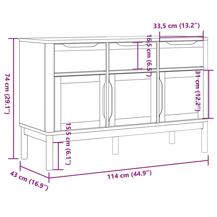 Dulap FLORO, maro ceară, 114x43x74 cm, lemn masiv pin - WALTI WALTI