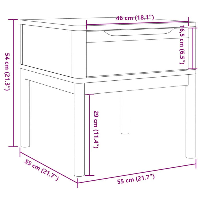 Măsuță de veioză FLORO maro ceară 55x55x54 cm lemn masiv pin - WALTI WALTI