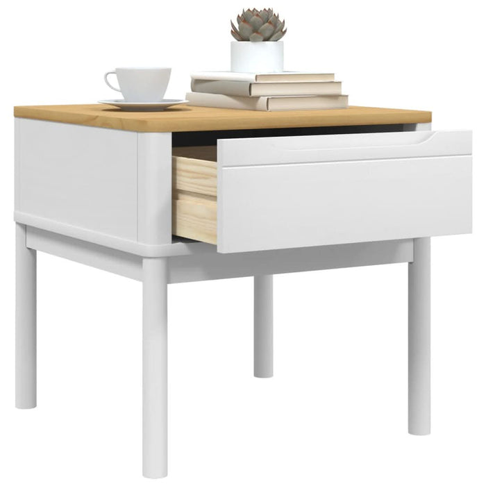Măsuță de veioză FLORO alb 55x55x54 cm lemn masiv pin - WALTI WALTI