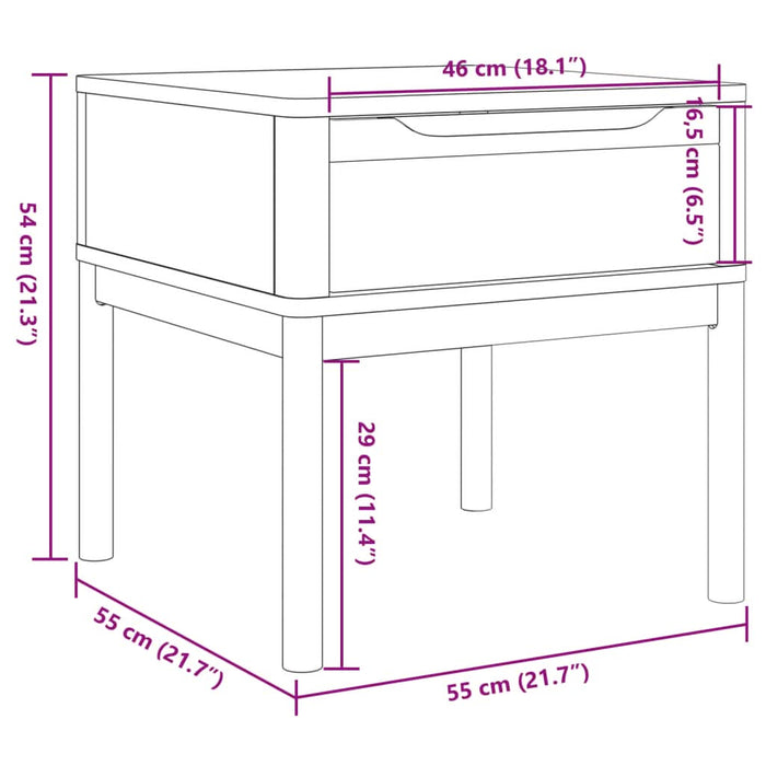 Măsuță de veioză FLORO alb 55x55x54 cm lemn masiv pin - WALTI WALTI