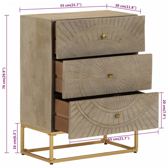 Dulap cu sertare 55x30x76 cm, lemn masiv de mango și fier WALTI