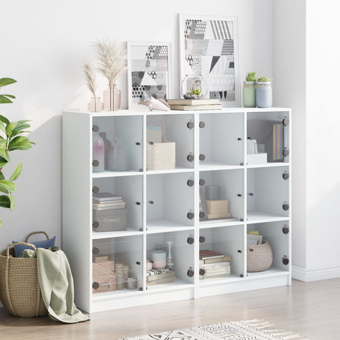 Bibliotecă cu uși, alb, 136x37x109 cm, lemn prelucrat - WALTI WALTI
