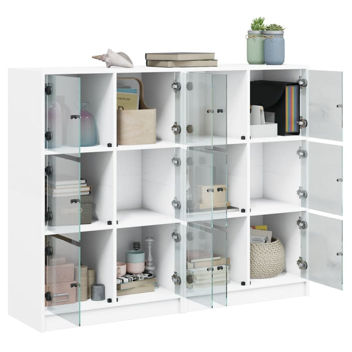 Bibliotecă cu uși, alb, 136x37x109 cm, lemn prelucrat - WALTI WALTI