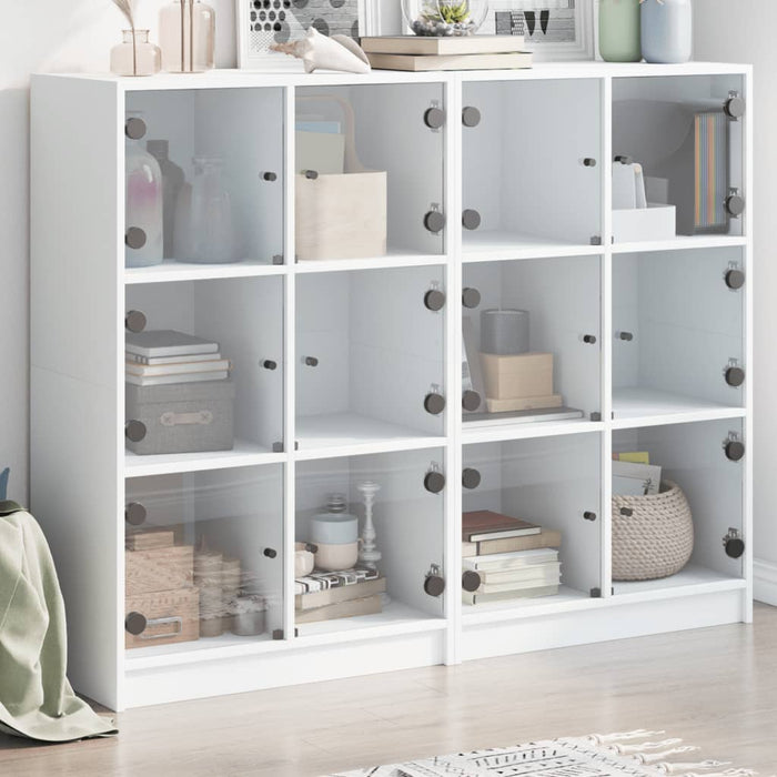 Bibliotecă cu uși, alb, 136x37x109 cm, lemn prelucrat - WALTI WALTI