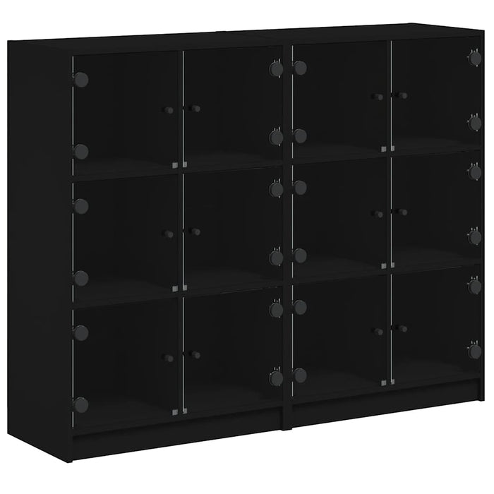 Bibliotecă cu uși, negru, 136x37x109 cm, lemn compozit - WALTI WALTI