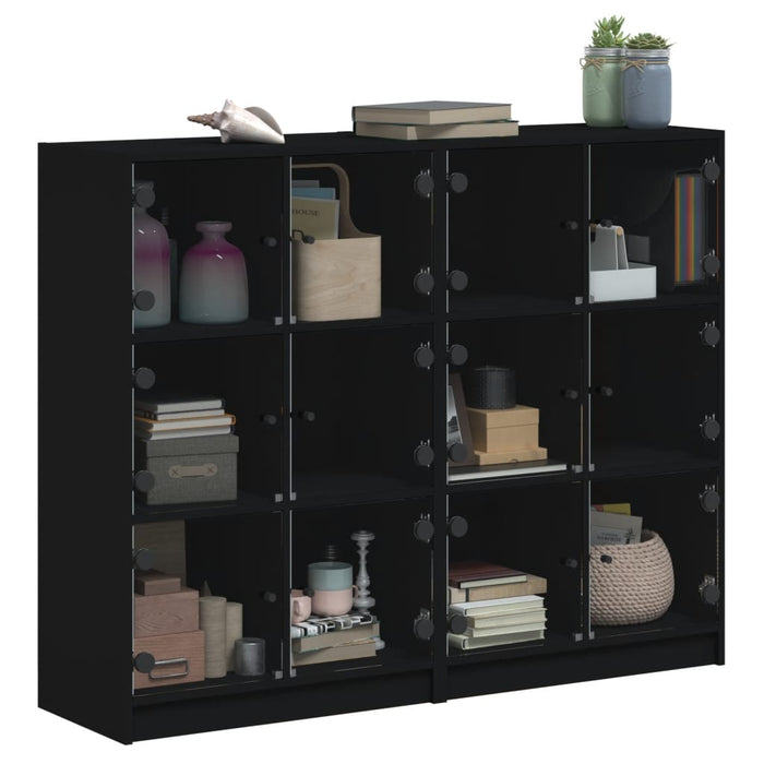 Bibliotecă cu uși, negru, 136x37x109 cm, lemn compozit - WALTI WALTI