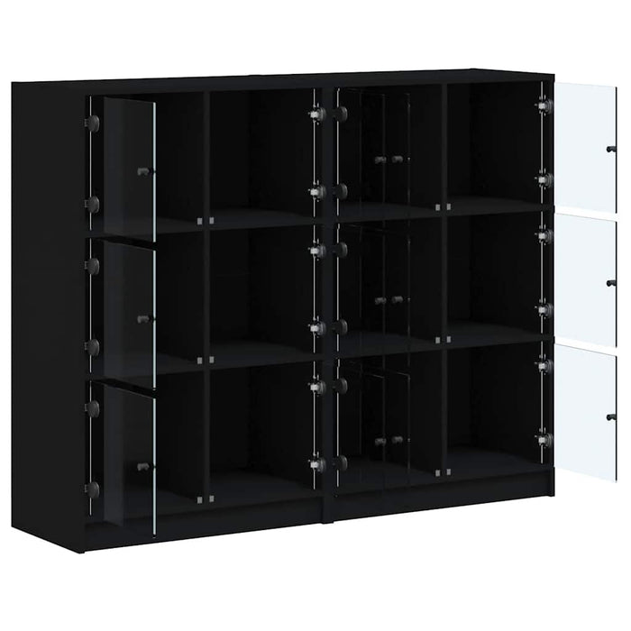Bibliotecă cu uși, negru, 136x37x109 cm, lemn compozit - WALTI WALTI