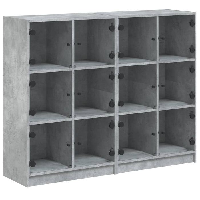 Bibliotecă cu uși, gri beton, 136x37x109 cm, lemn compozit - WALTI WALTI